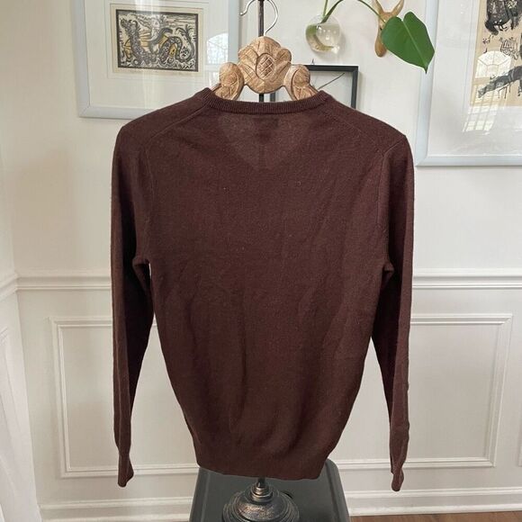 J.Crew Men’s 100% Italian Cashmere Brown Vneck Sweater XS - Picture 4 of 5